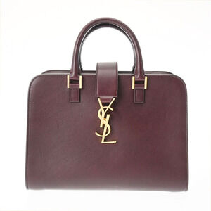 SAINT LAURENT Cabas Bordeaux Purple Calfskin Handbag